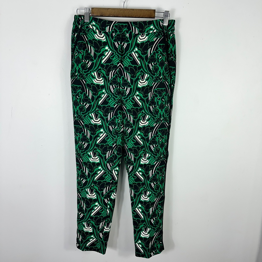 J.Crew Tuxedo Pants Womens 4 Black Green Tapered Leg Stretch Retro Statement